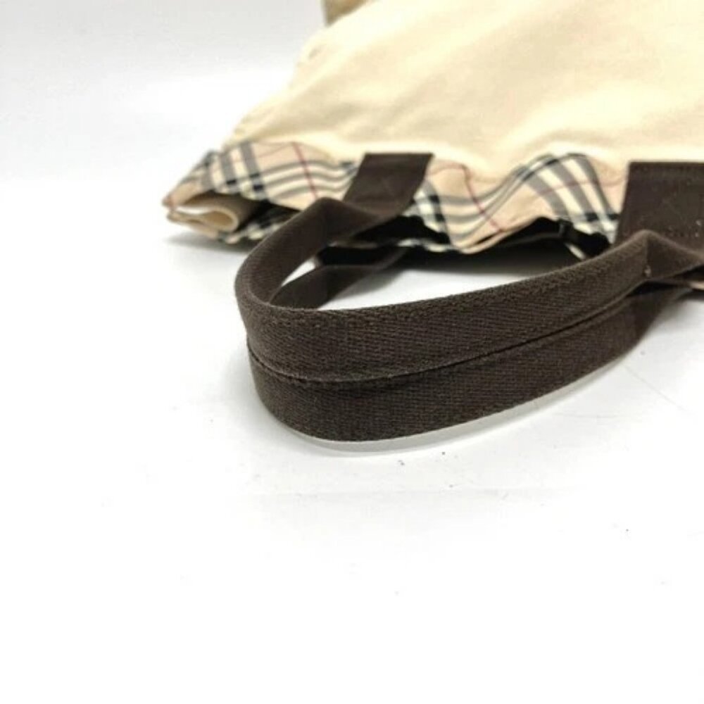 BURBERRY BLUE LABEL Check pattern Bags Hand Bag Tote Bag Canvas Beige - Picture 6 of 16